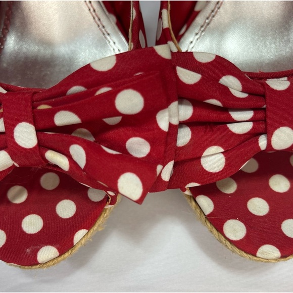 Red and white polka dot Bettie boop rockabilly platform high heeled shoes size 9 - Picture 4 of 17